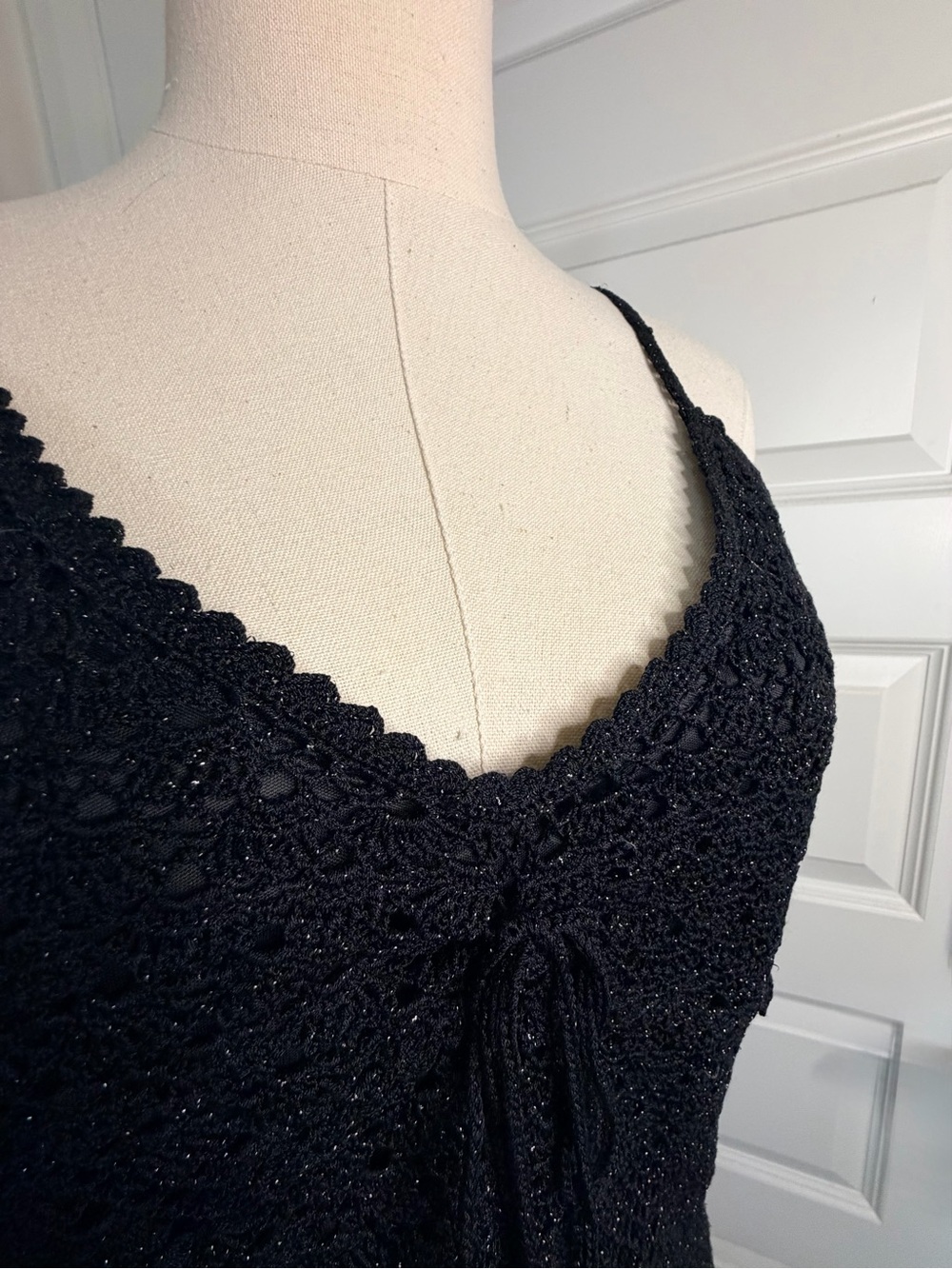 Vintage I-N-C Black Crochet Knit Tank Top
